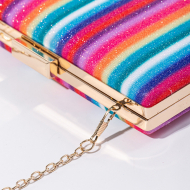 Evening Bag Party Mini Shoulder Bag Evening Dress Handbag Chain Rainbow Stripe Shoulder Messenger Bag (FY140352) 3