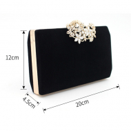 Flower Cap Dinner Makeup Bag Velvet Soft Dinner Bag Black Sparkly Clutch (LZ0096) 8