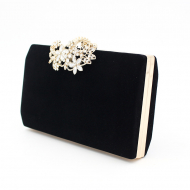 Flower Cap Dinner Makeup Bag Velvet Soft Dinner Bag Black Sparkly Clutch (LZ0096) 3