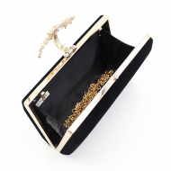 Flower Cap Dinner Makeup Bag Velvet Soft Dinner Bag Black Sparkly Clutch (LZ0096) 4