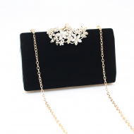 Flower Cap Dinner Makeup Bag Velvet Soft Dinner Bag Black Sparkly Clutch (LZ0096) 2