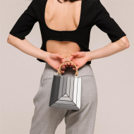 Gray&White Ladies Bag Leather Messenger Bag Stitching Handbag Casual Bag (KK1001gray&white) 3